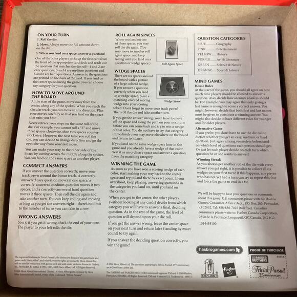 Trivial Pursuit 25th Anniversary Edition Board Game by Hasbro - Picture 5 of 9